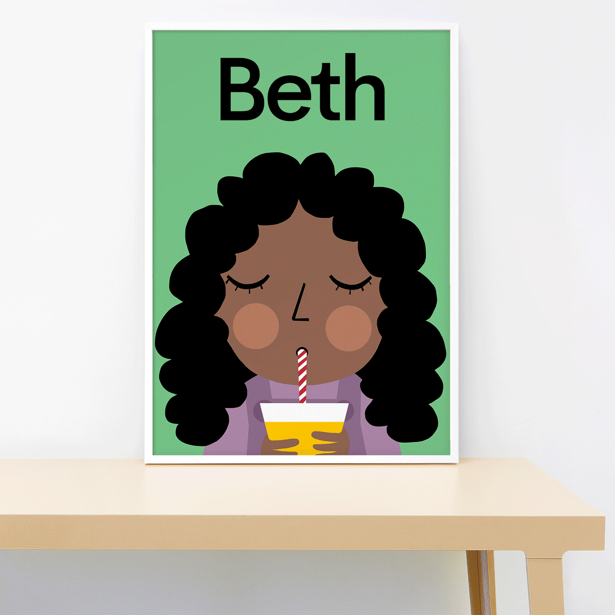 Personalized juice girl, wall print Lorna Freytag Illustration