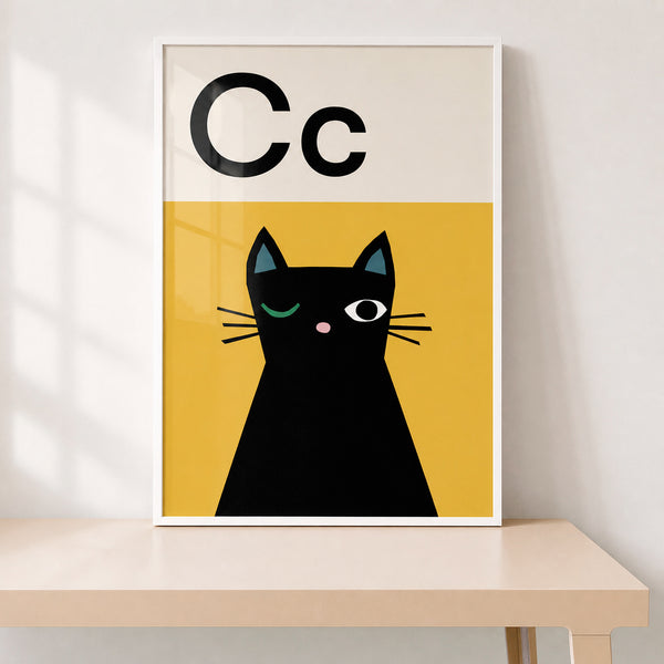 Letter C for Cat | Alphabet Wall Print for Nursery & Kids Room