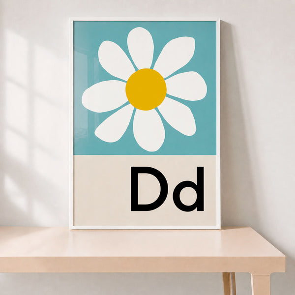 daisyです Letter D Daisy | Alphabet Wall Print for Nursery & Kids Room